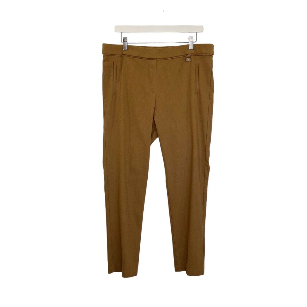 Rafaella‎ Comfort Pants Womens 16 Brown Stretch Career Tapered Leg 27.5" Inseam